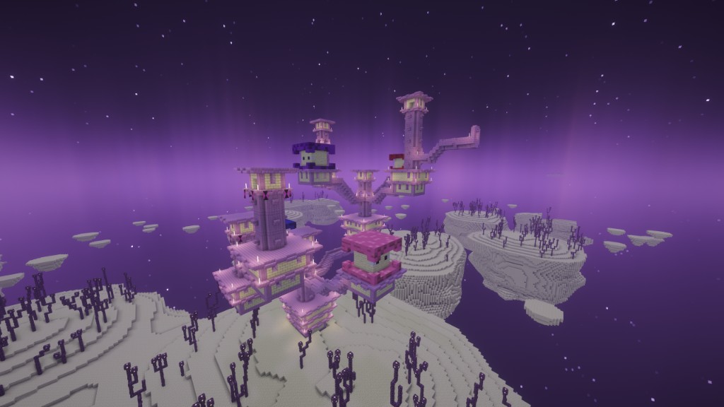 ShulkCity — een zwevende paarse stad in The End
